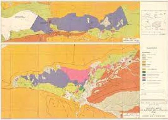 Mapa geológico de Los Algodone 1956 GC