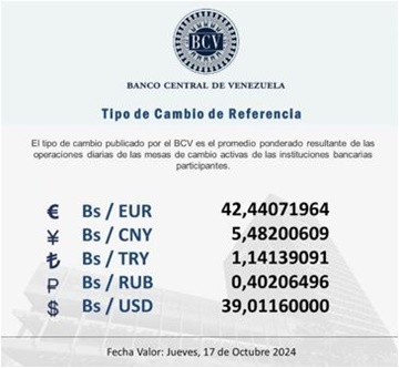 BCV dólar 17 10 2024